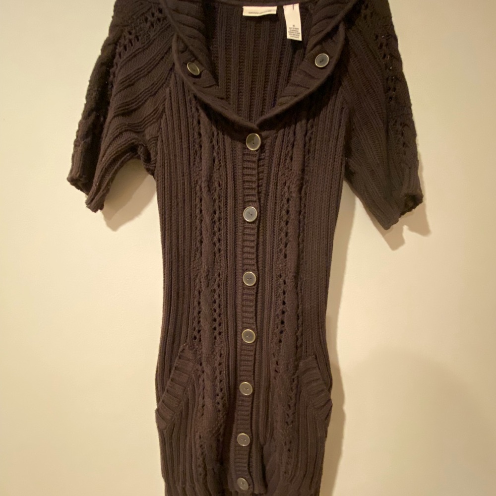 DKNY Jeans Dark Brown Cotton-mix Long Sweater/Dress. Short Sleeves. Medium
